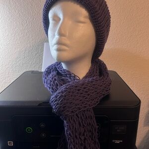 Deep Purple Knit Hat and Scarf Set